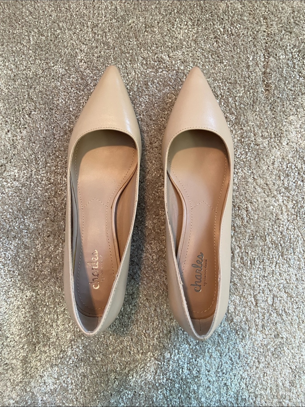 Charles by Charles David Beige Pointed-Toe Heels - 2”
